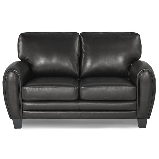 Fabian Black Faux Leather Loveseat