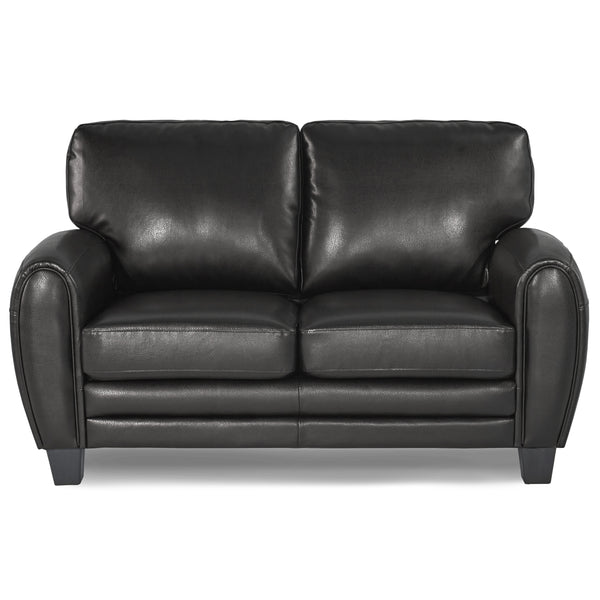 Fabian Black Faux Leather Loveseat – 61.5