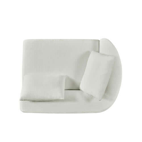 Modern Low Profile Modular Curved Foam Sofa 116' (4 Colors) in soft white fabric with stylish cushions