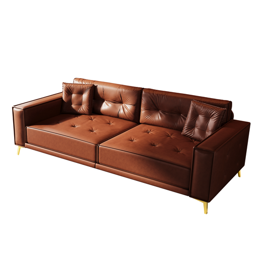 Ottoline Light Brown Faux Leather Sofa