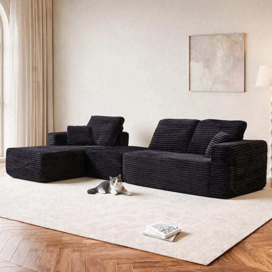 Bradwell Plush Cloud Modular Sectional – 100.4" L-Shaped Sofa with Chaise