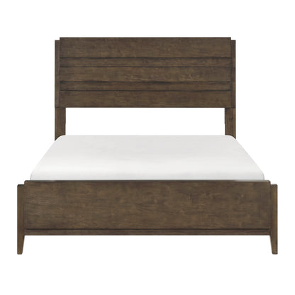 Quentin Dark Walnut California King Panel Bed – 79.5" Solid Rubberwood Transitional Bed Frame