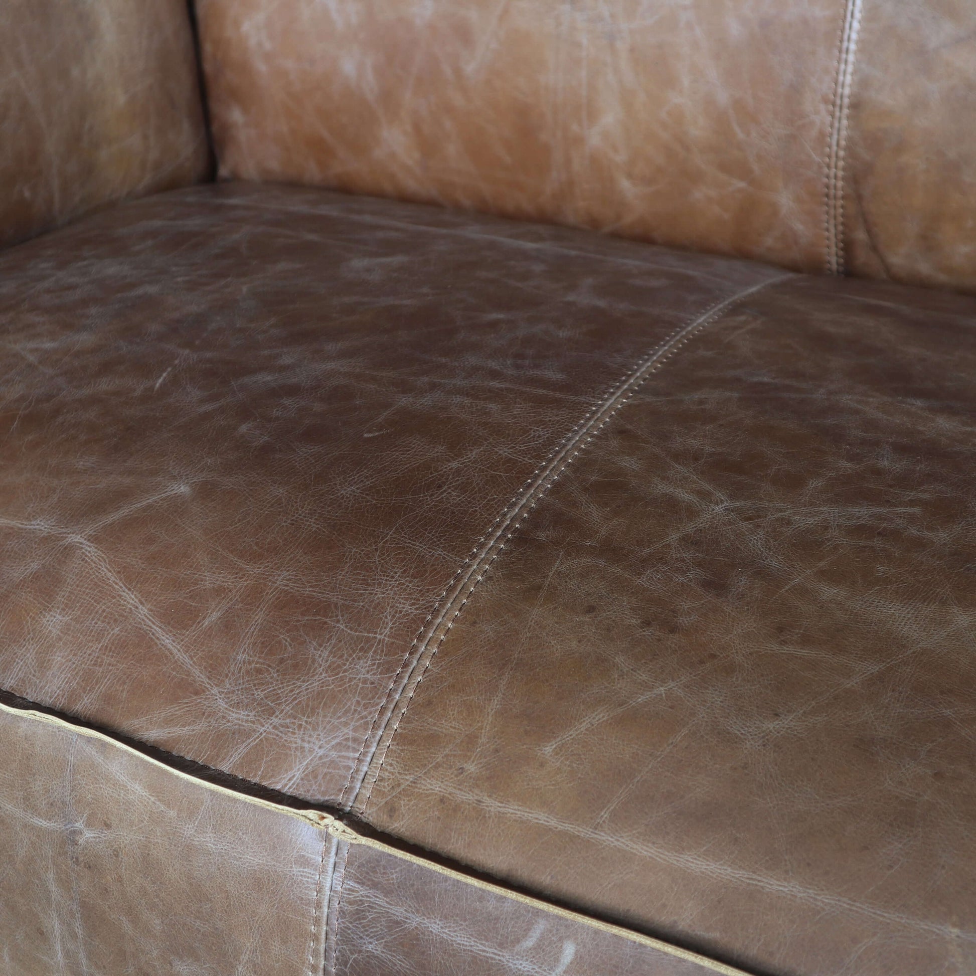 Classic Brancaster Sofa in Retro Brown Top Grain Leather 98" - Revel Sofa 
