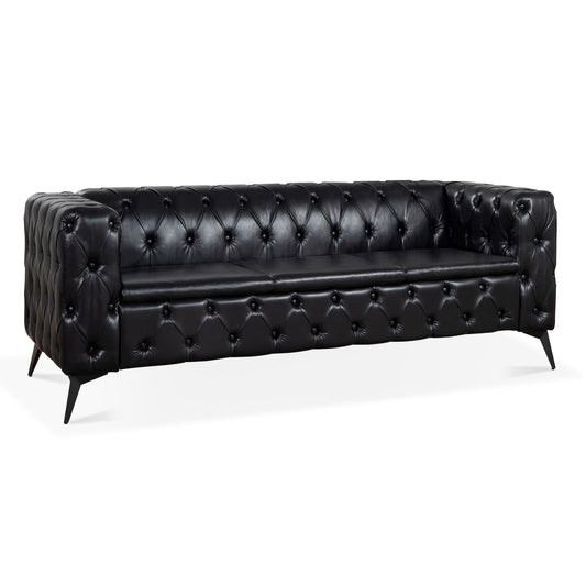 Styled Button-Tufted Square Arm Sofa, 3 Seater 84” - Revel Sofa