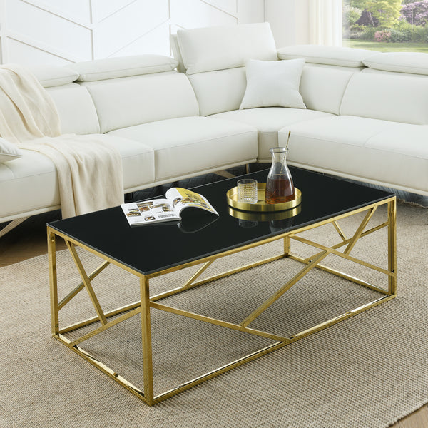 Maren Polished Golden Stainless Steel Accent Table – 48