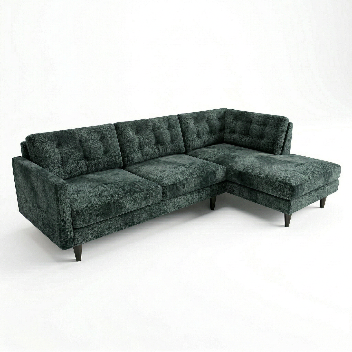Talmadge L-Shaped Sectional Sofa – Made in USA, 2 Fabric Options - Green Velvet Antique Charcoal (7)