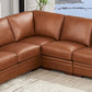 Dillon MCM Leather L-Shaped Corner Sofa Sectional in rich brown leather, showcasing modern design and comfort.