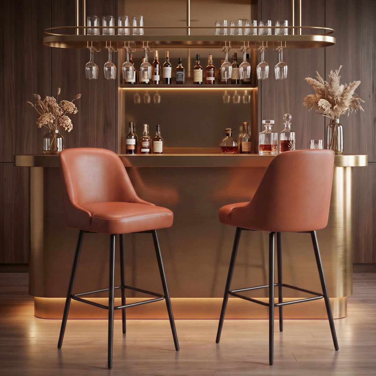Keppel Swivel Barstool in Brown