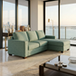 Damon L-Shaped Sectional Sofa – 120" Chaise Sectional in Fabric & Velvet - Leslie Robins Egg - Fabric (4)