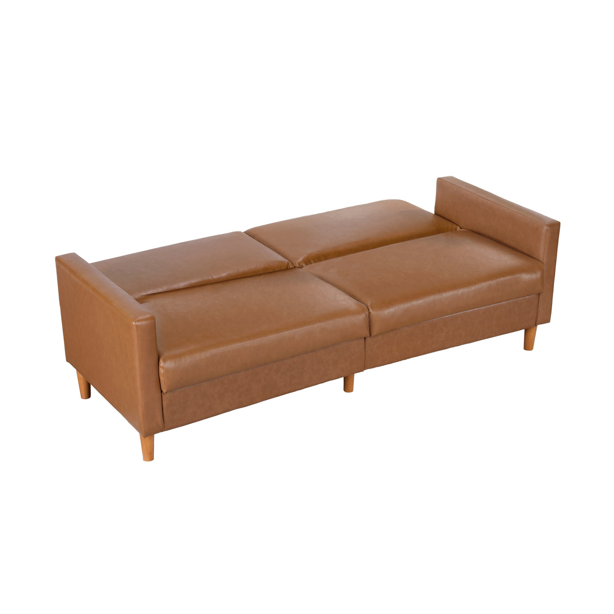 Corbett Camel Faux Leather Sleeper Sofa