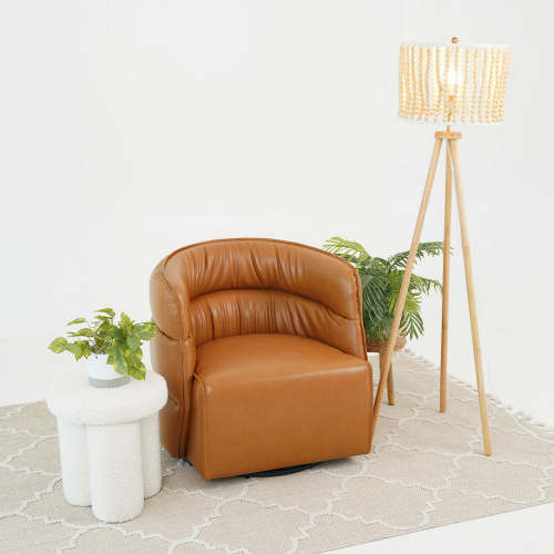 Walden Tufted Faux Leather Swivel Chair – in room setting