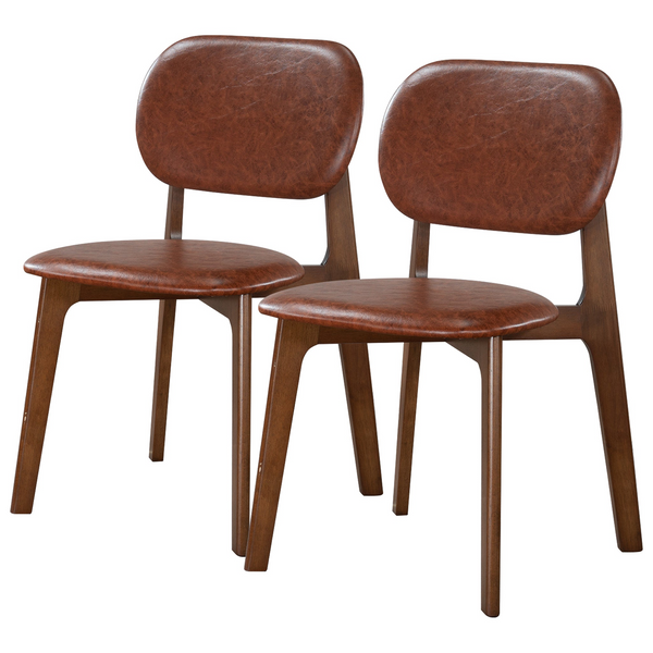 Kelsey Brown Faux Leather Dining Chairs – 32