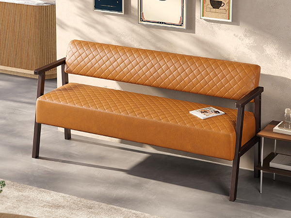 Belden Diamond-Quilted Faux Leather Bench