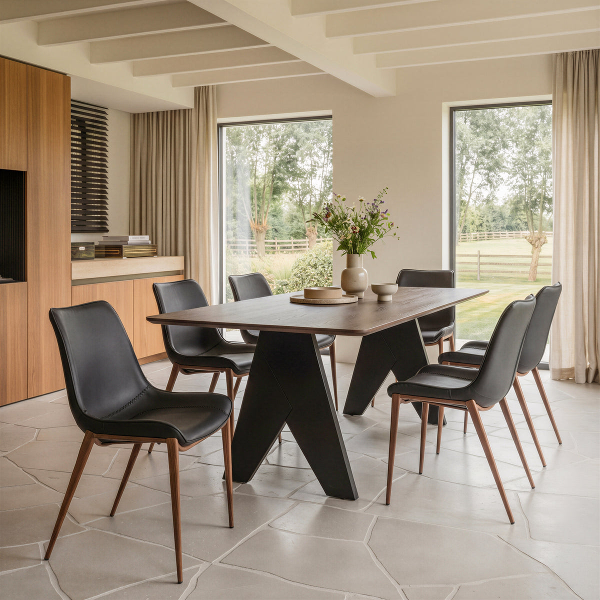 Magnus Dining Chair (Set of 2) in Black & Walnut
