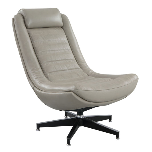Piran Twilight Leather Swivel Chair – 39" Curved-Back Accent Chair