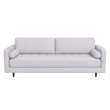 Mid-Century Modern Tufted Fabric Box Arm Sofa 88" – Anthony MCM 3-Seater Couch (5 Colors)