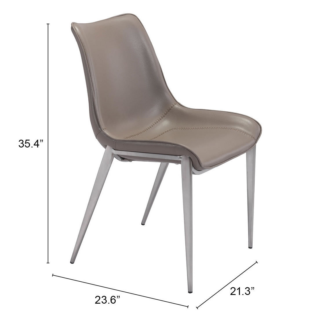 Magnus Dining Chair (Set of 2) in Brown & Silver