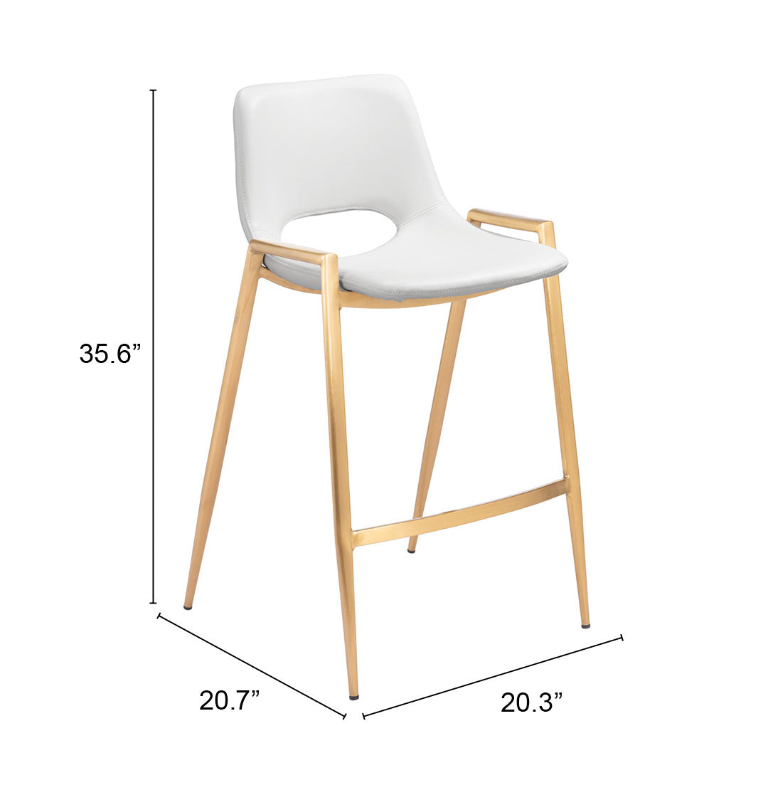 Desi Counter Stool (Set of 2) in White & Gold