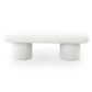 Randolph Ivory Boucle Bench 56' in modern living room with minimalist design and sleek cylindrical legs.