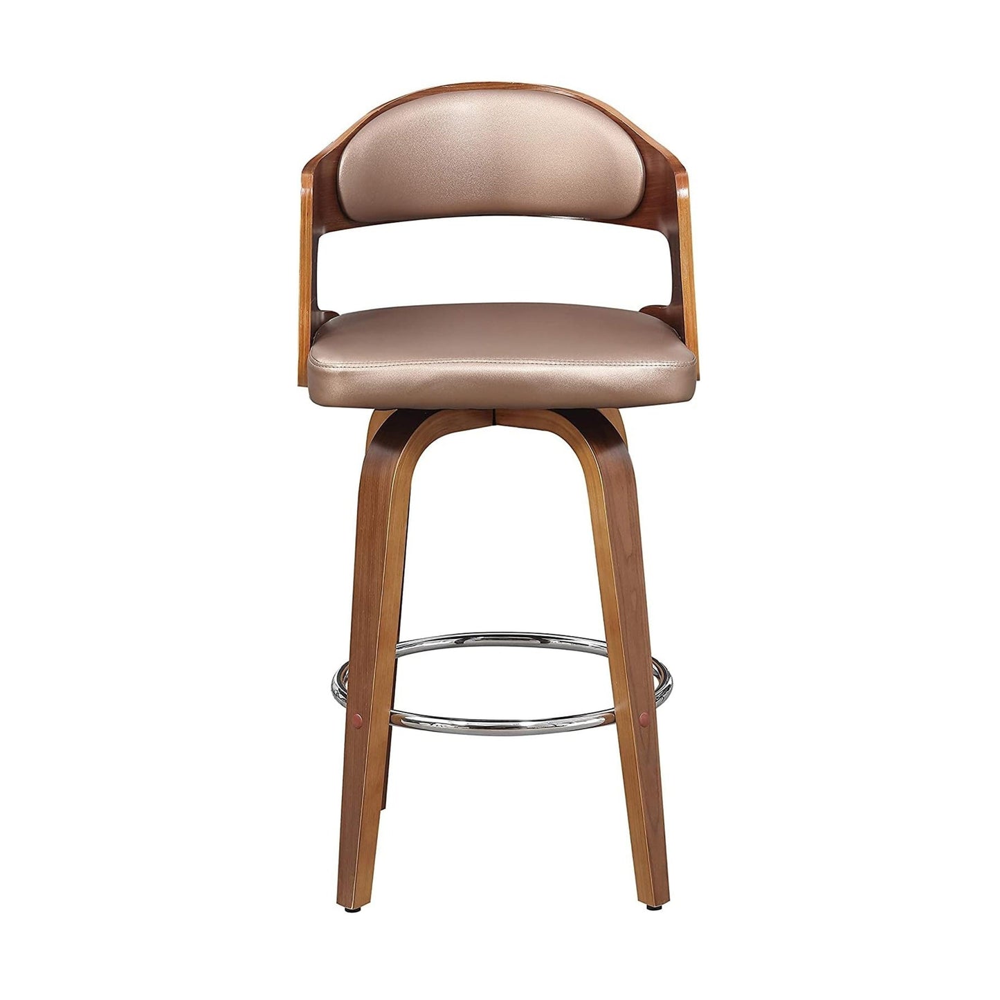 Fielding Faux Leather Swivel Counter Stool – 27" Seat Curved Wood Back Stool