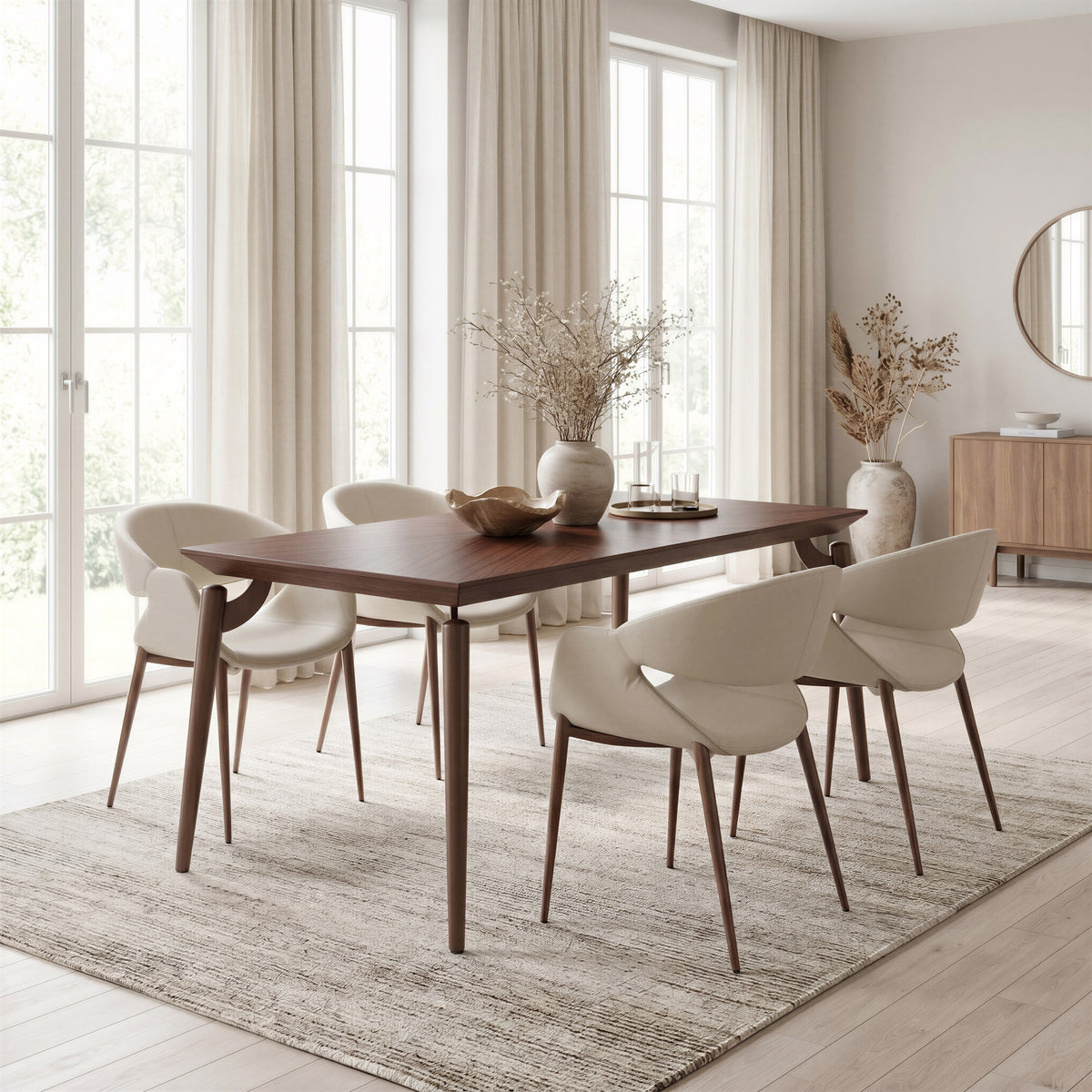 Limay Beige & Walnut Dining Chair (Set of 2)