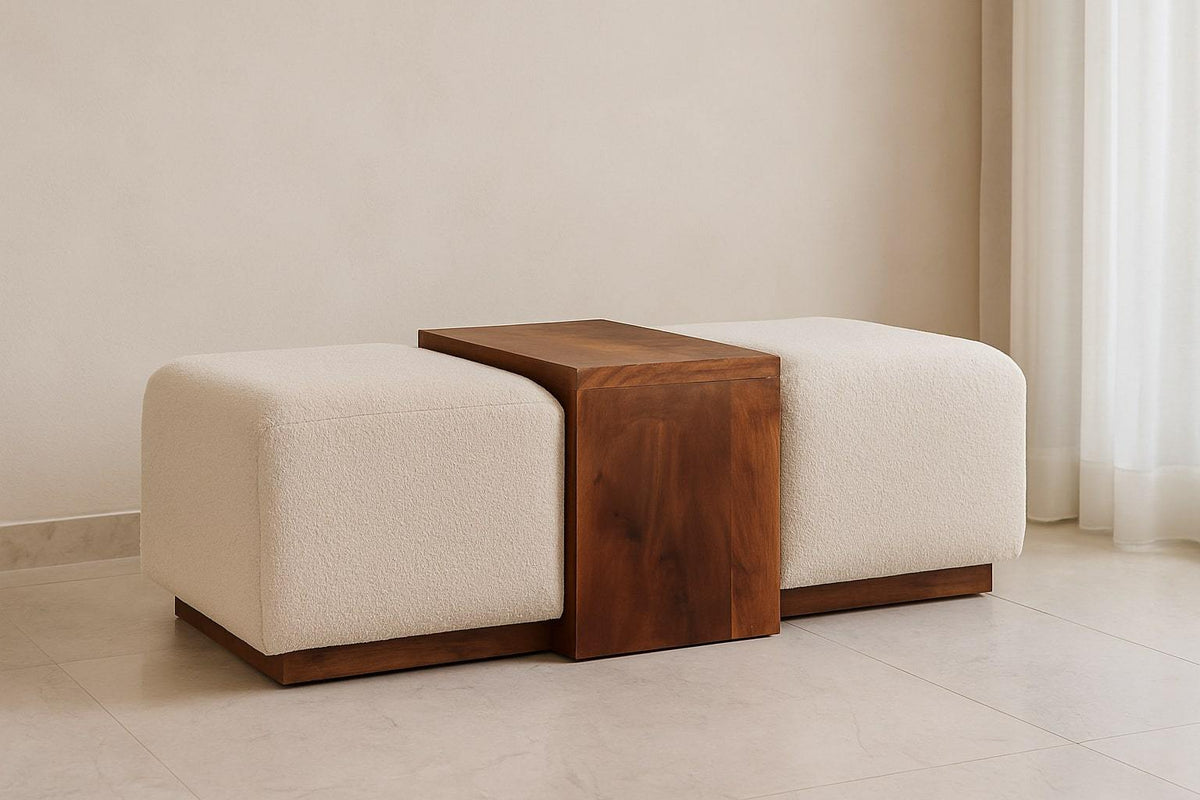 Arden Boucle & Mango Wood Bench Duo