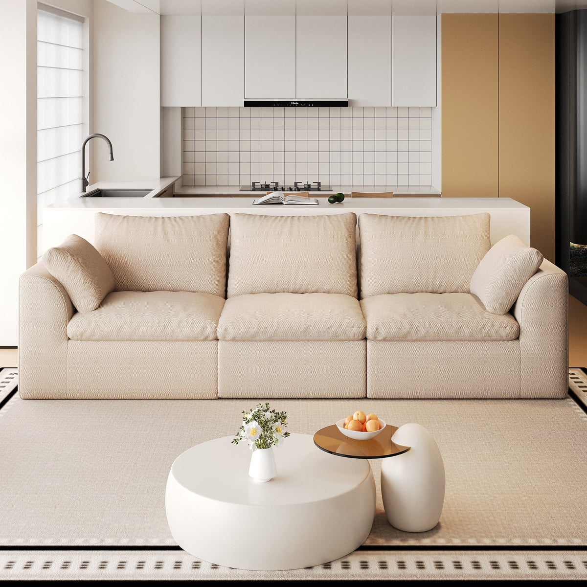 Pelham Cloud Modular Sectional in Khaki, 108.3" Straight