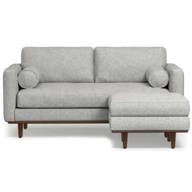 Morrison MCM Fabric Loveseat Sofa 72" – Modern Mid-Century Compact Loveseat (2 Colors) in a stylish light grey fabric.