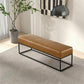 Odessa Genuine Leather Bench – 48” Modern Leather Bench with Metal Frame (Tan)