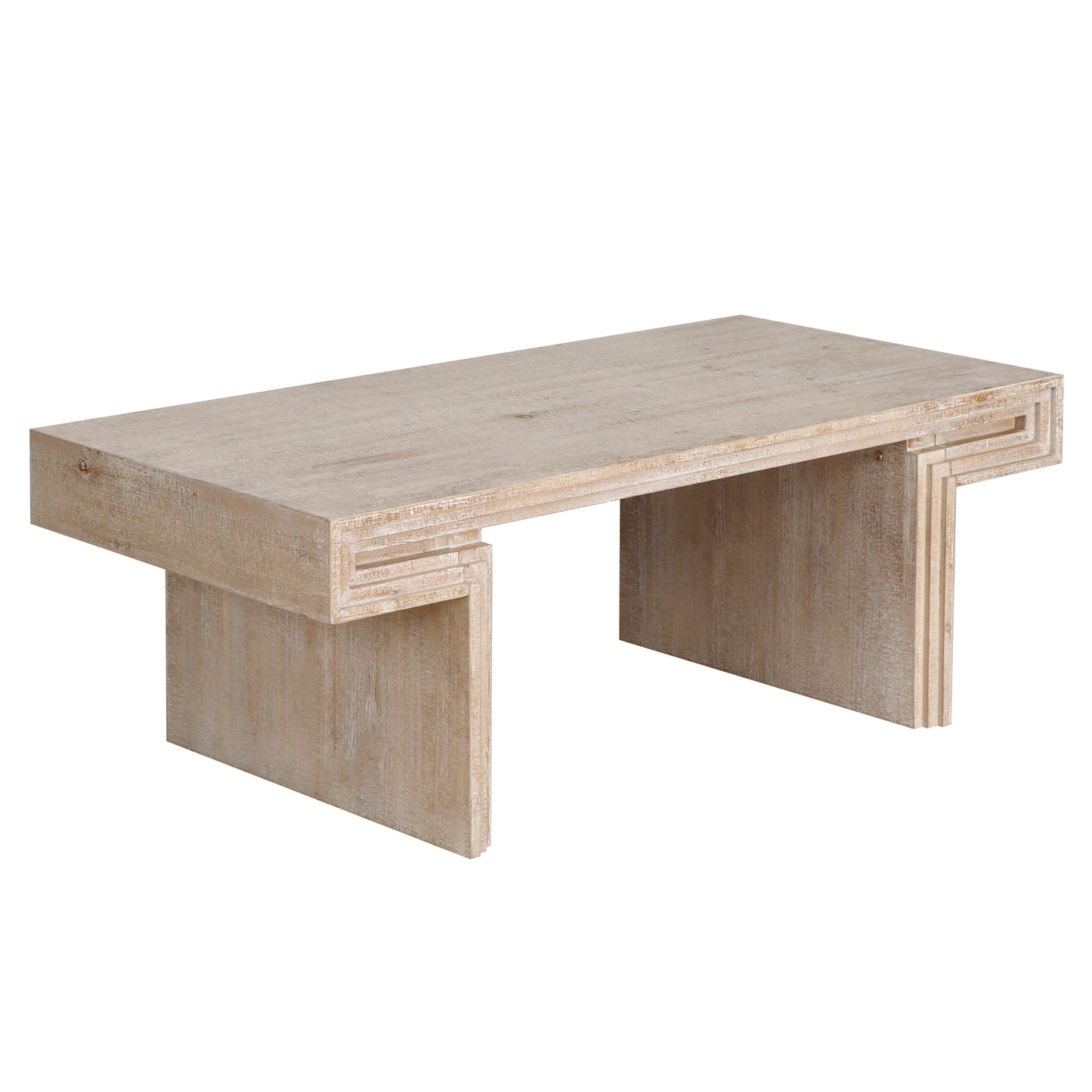 Holt Antique Natural Coffee Table – 48" Industrial Double-Tier Wood Table