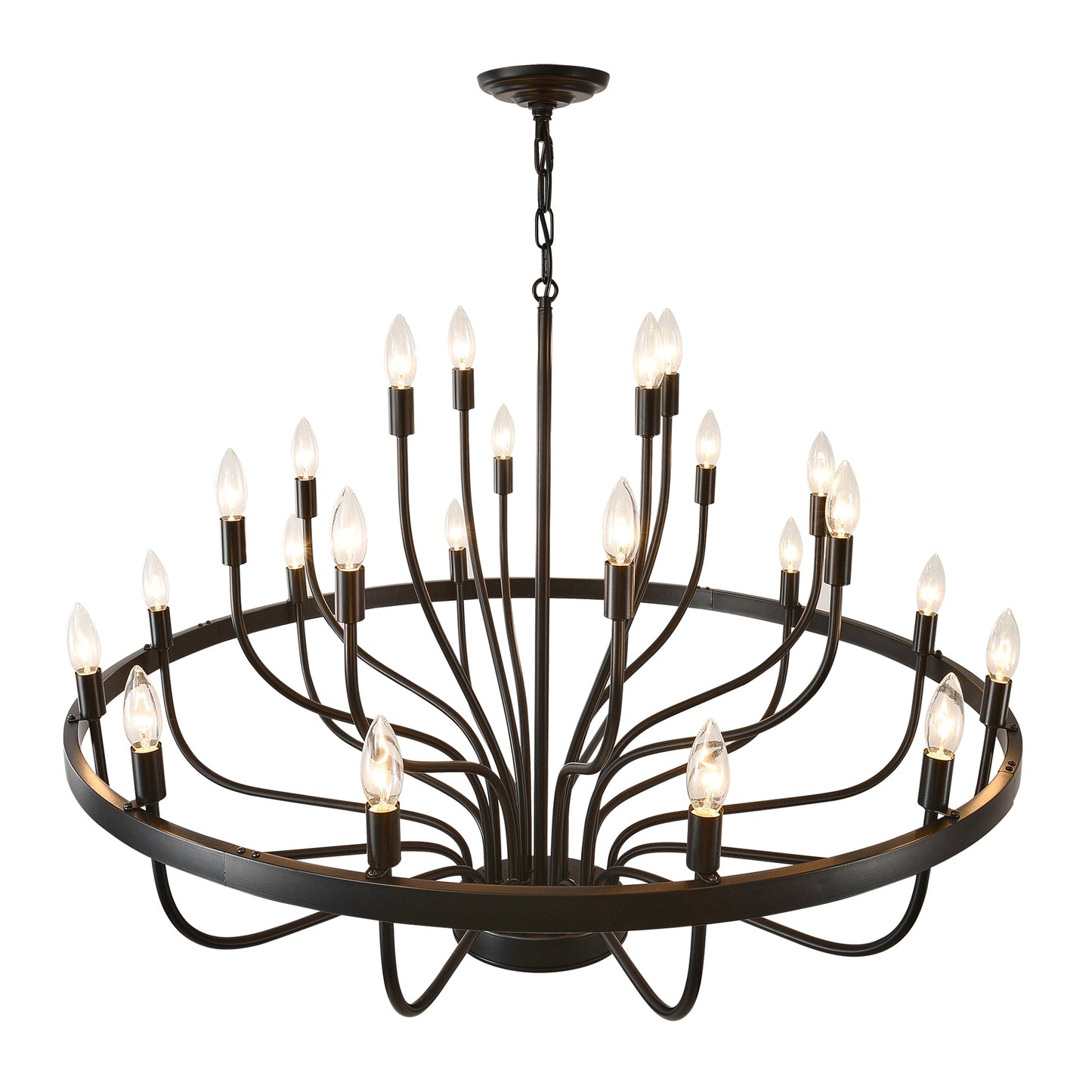 Daxton Black Iron 24-Light Chandelier 39.3 inch
