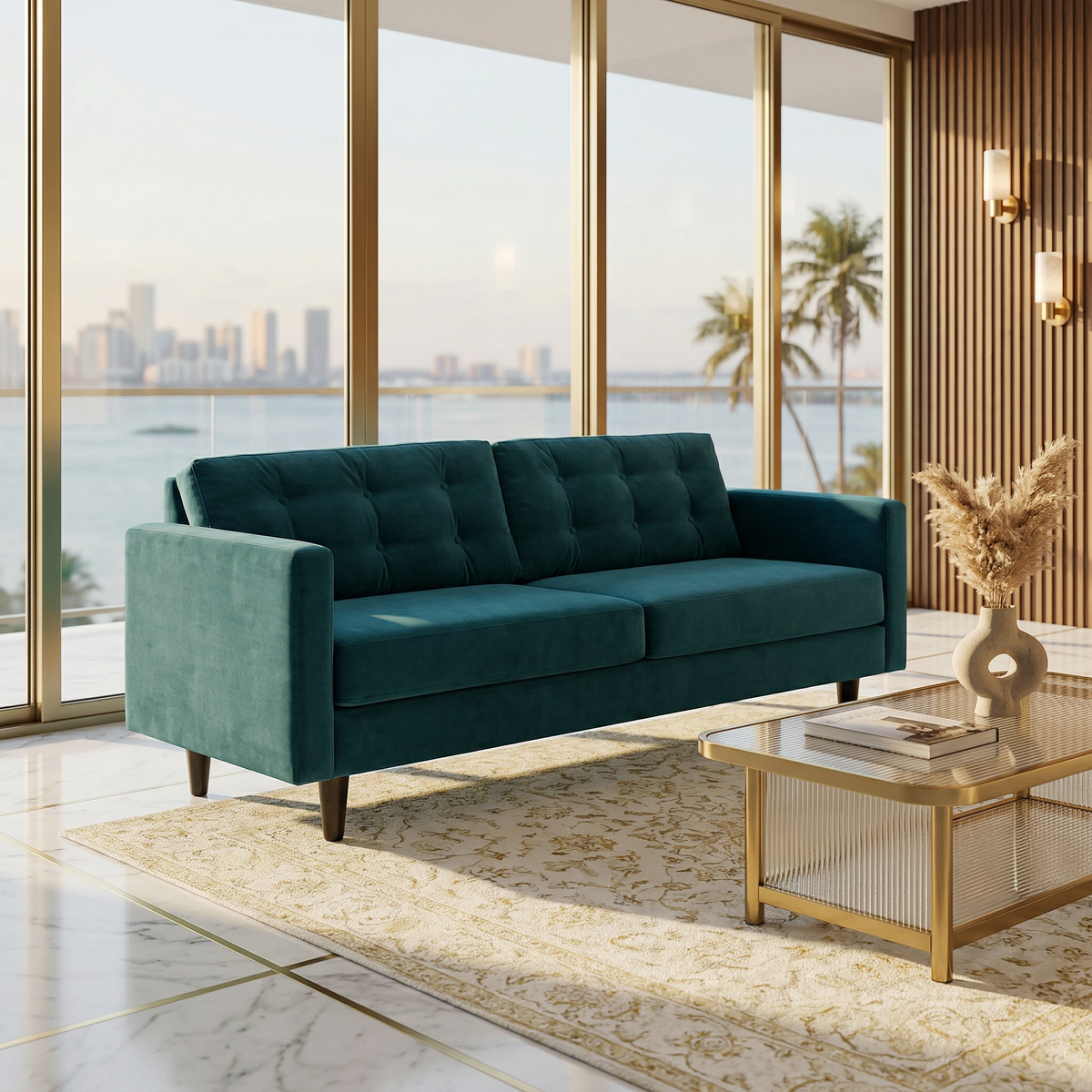 Talmadge Velvet Sofa – 92" Classic American Sofa - Hepburn Teal - Fabric (7)