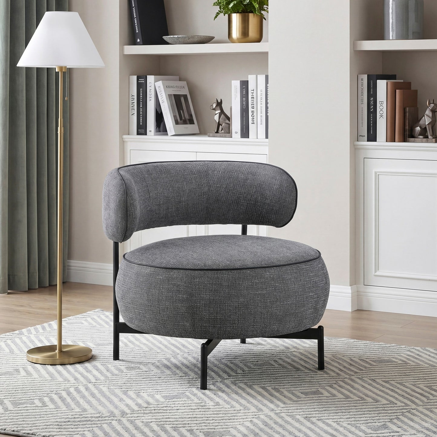 Fenwick Swivel Accent Chair – Round Chenille Chair in Gray