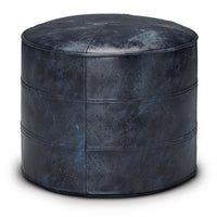 Connor Blue Leather Pouf – 18