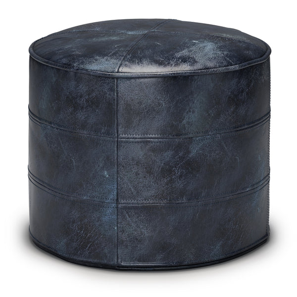 Connor Blue Leather Pouf – 18
