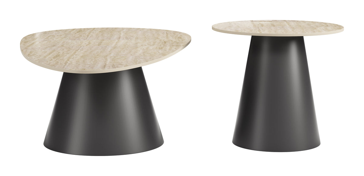 Reyes Natural & Black Coffee Table Set (2-Piece)