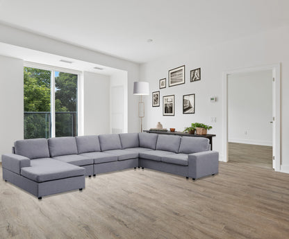Hayden Light Gray Linen Sectional Sofa – 146.5" Sectional Sofa