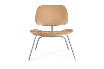 Kendall Oak Molded Plywood Lounge Chair – 26.5" Low Chair with Chrome Steel Legs
