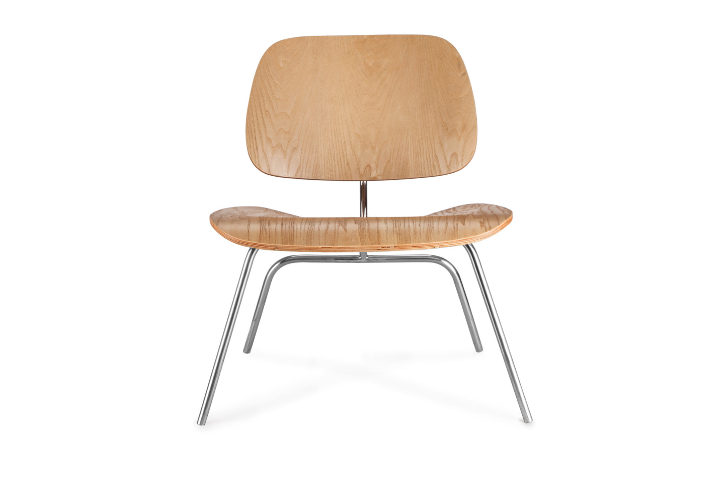 Kendall Oak Molded Plywood Lounge Chair – 26.5" Low Chair with Chrome Steel Legs