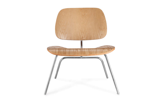 Kendall Oak Molded Plywood Lounge Chair – 26.5" Low Chair with Chrome Steel Legs