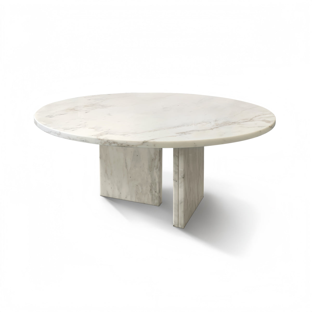 Vesna Marble Round Coffee Table in Snow Mountain White, 27.6" Round