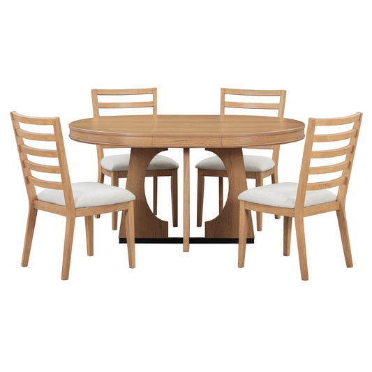 Dunstan Natural 5-Piece Round Dining Set