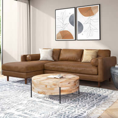 Morrison MCM Genuine Leather Sectional Chaise Sofa 102" – in room setting