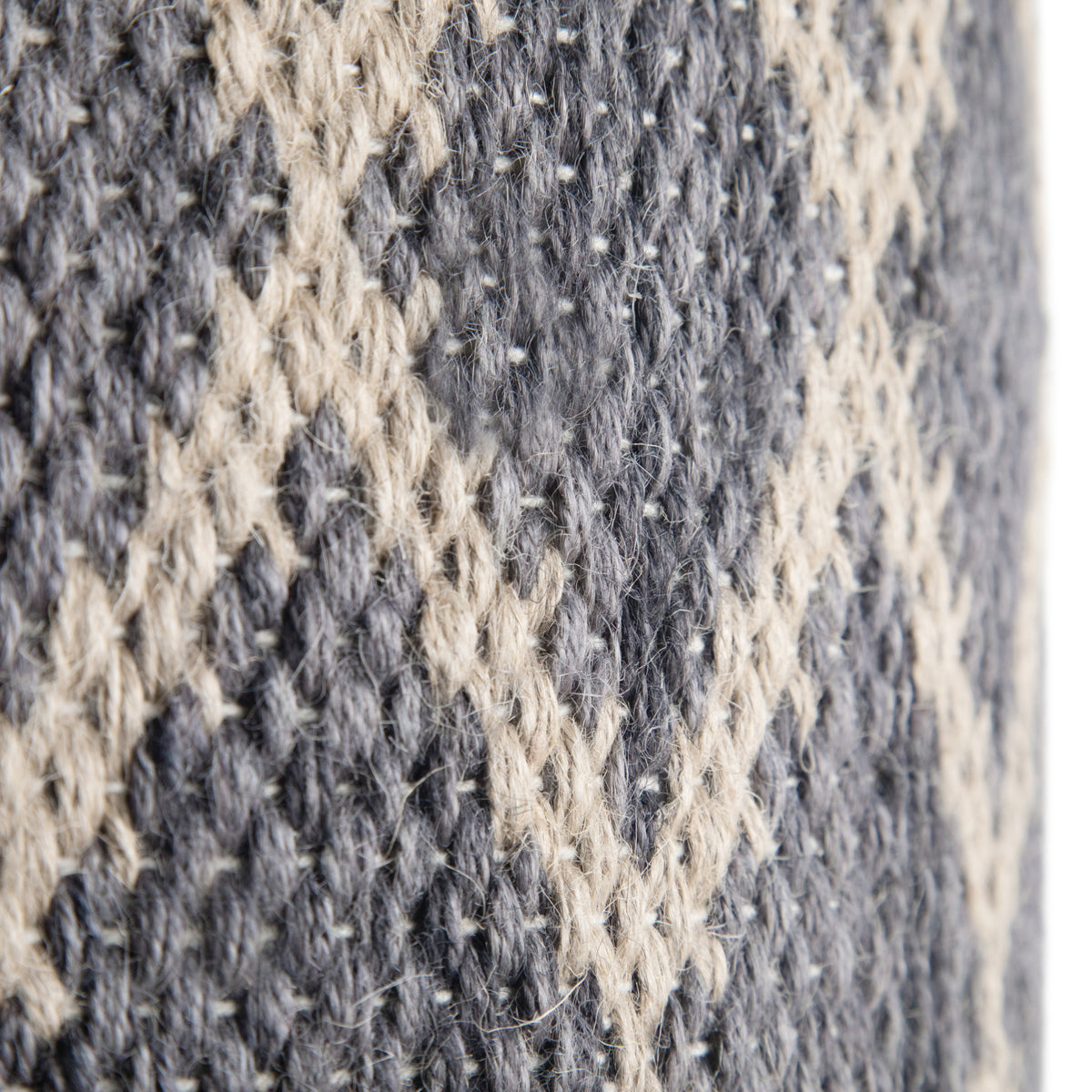 Edgeley 18 inch Wide Round Pouf in Grey and Natural Handwoven Jute and Cotton – view 3