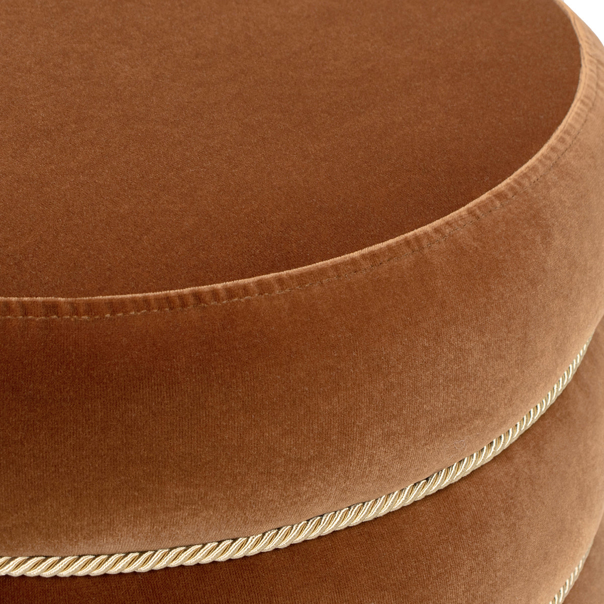 Edward Burnt Orange Velvet Ottoman – 17.5" Round Ottoman – view 10