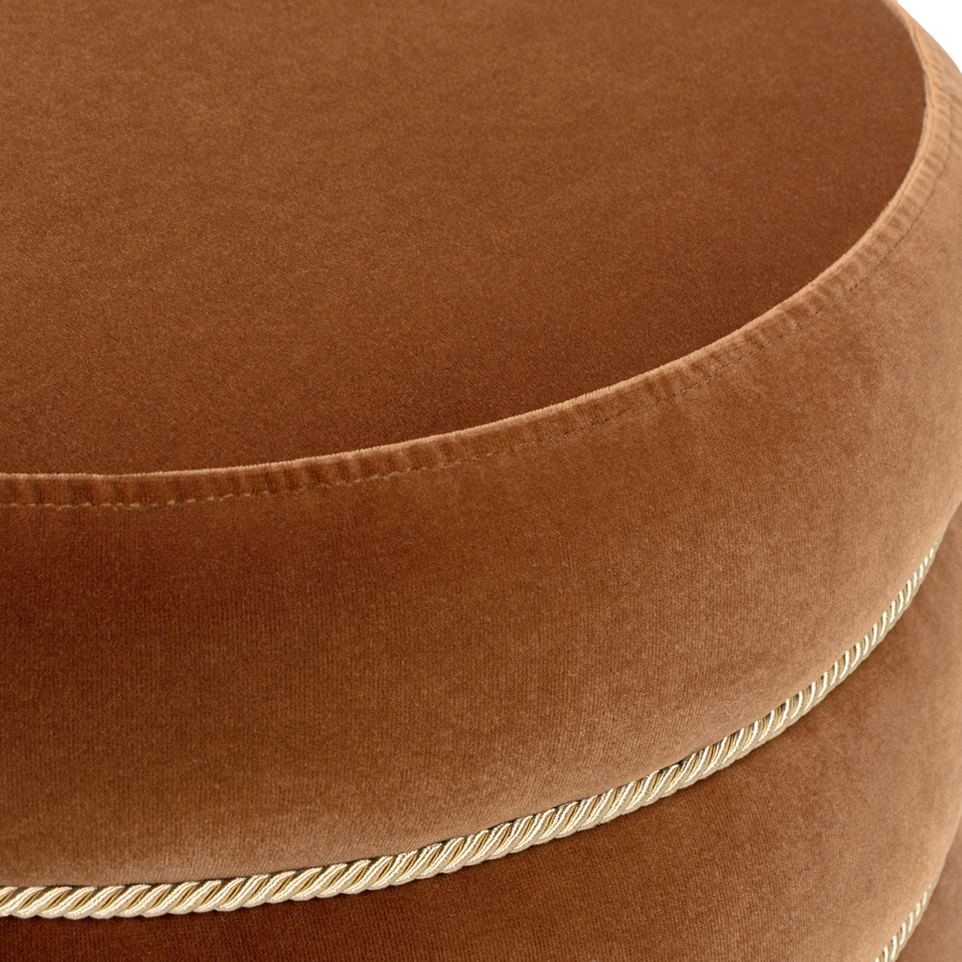 Edward Burnt Orange Velvet Ottoman – 17.5" Round Ottoman – view 10