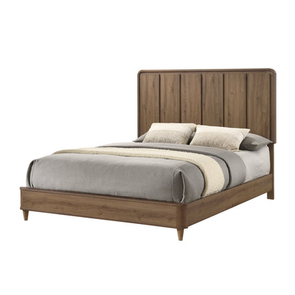 Lockwood Light Brown Wood Queen Panel Bed – 64.8" Contemporary Paneled Headboard Bed