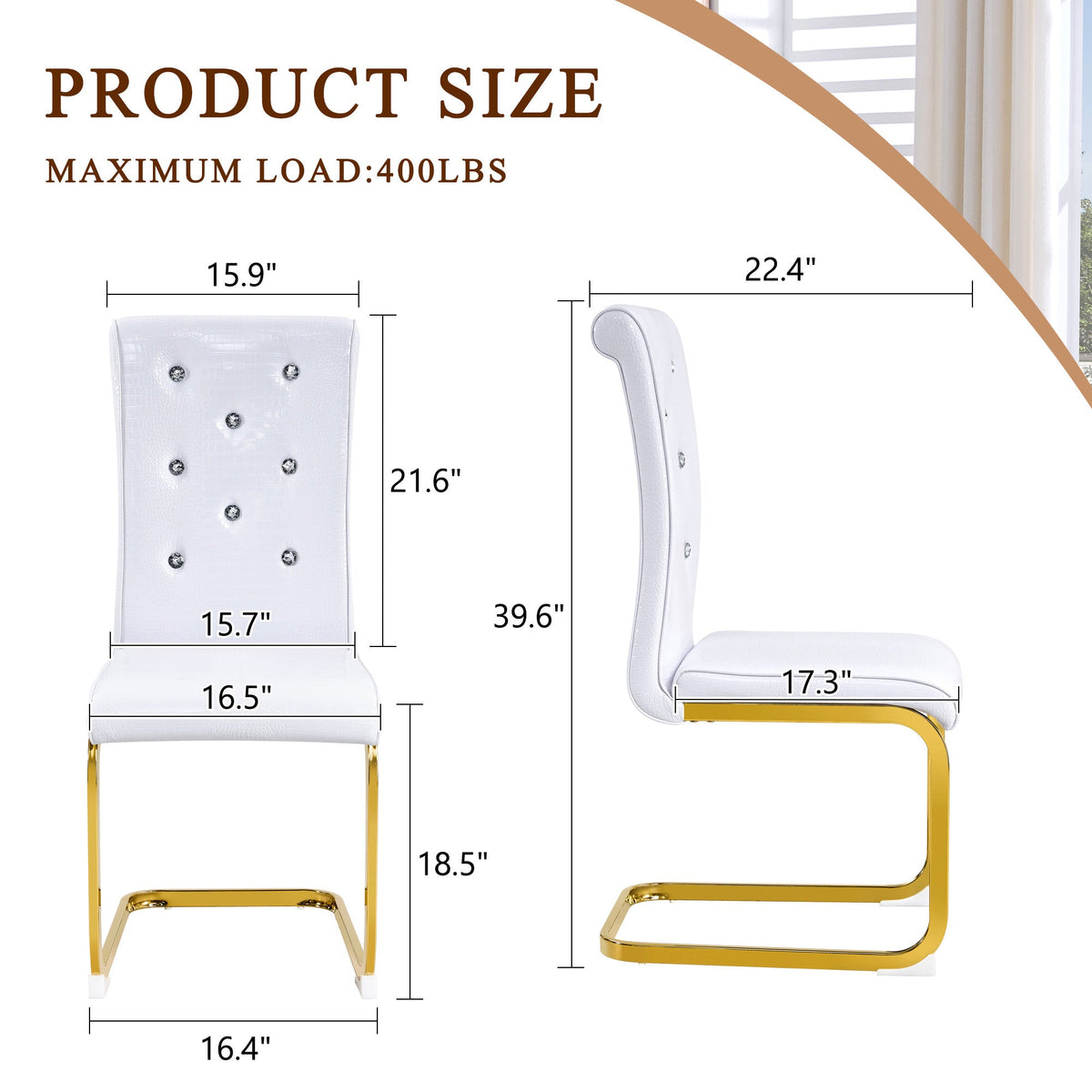Kinsey White, Gold Legs, Set of 4