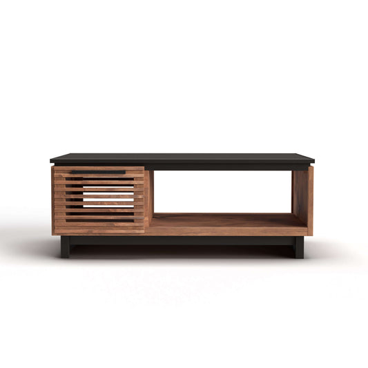 Scandinavian Inspired Solid Wood Graceland Coffee Table, Black with Bourbon Finish 47" - Revel Sofa