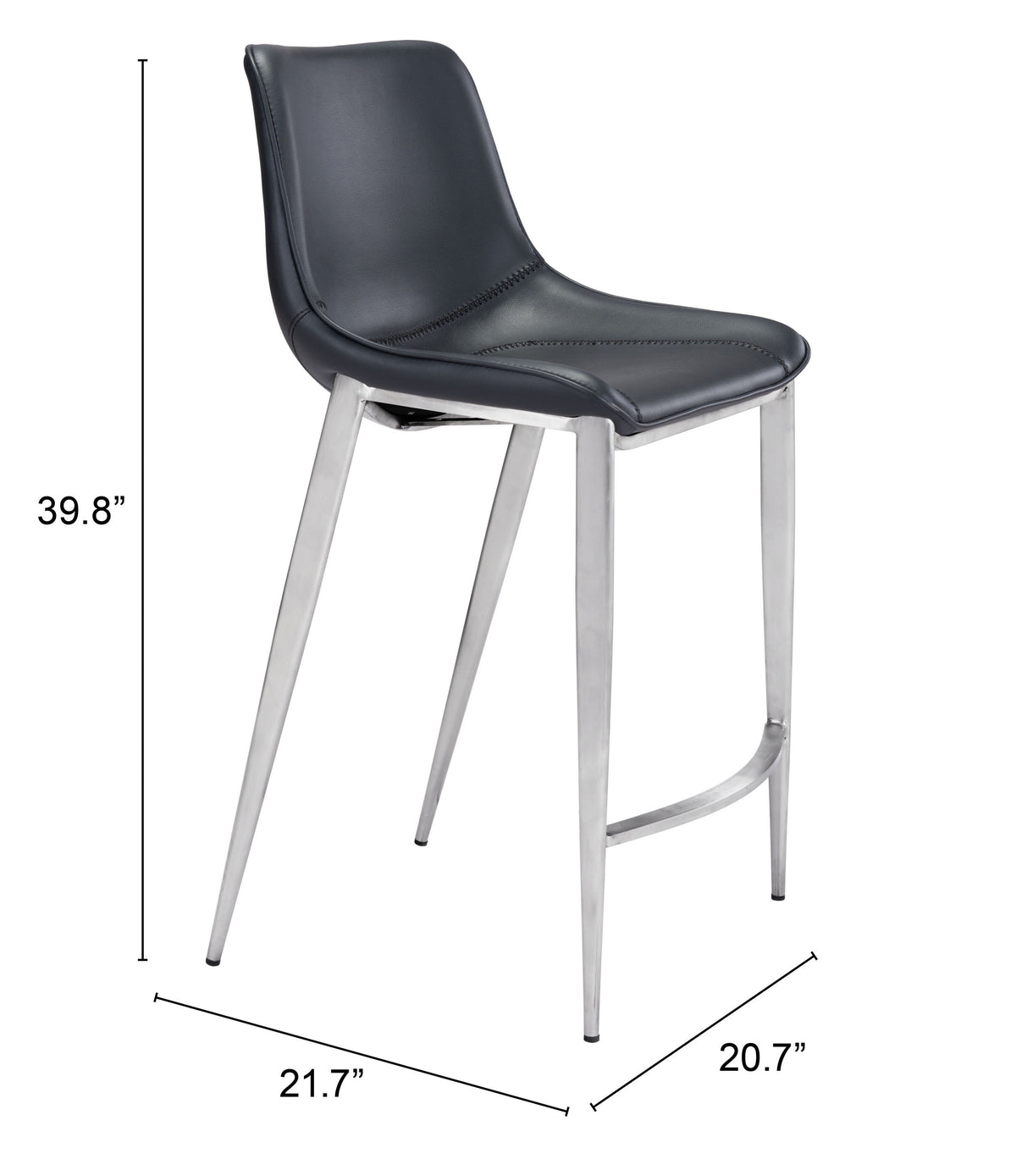 Magnus Counter Stool (Set of 2) in Black & Silver